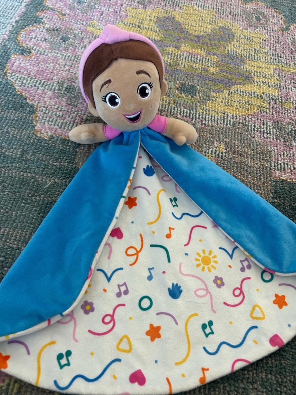 Ms. Rachel Blue Plush Lovey with Colorful Musical Print - Picture 2 of 4